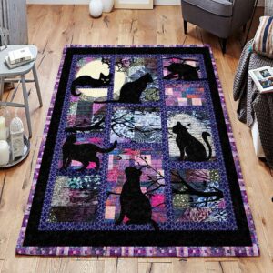 Black Night Cat Rug Sport Decor Gift Floor Decor Living Room Carpet Rug Area Rug - 014a239b345e