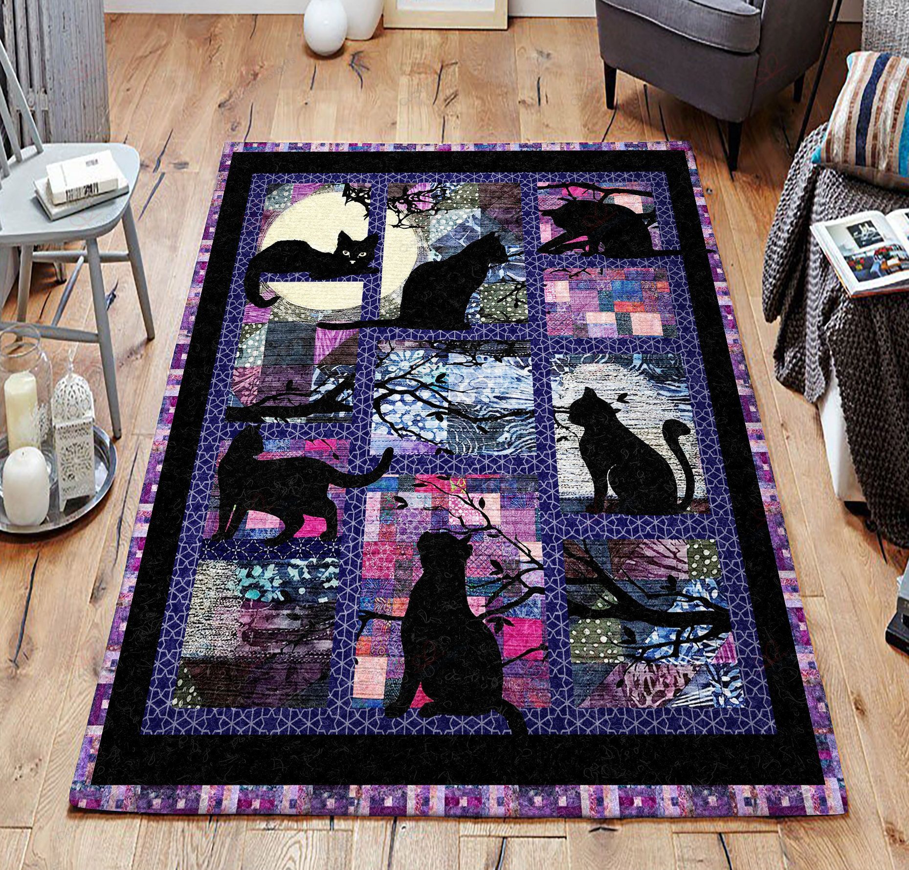 Black Night Cat Rug Sport Decor Gift Floor Decor Living Room Carpet Rug Area Rug - 014a239b345e Black Night Cat Rug Sport Decor Gift Floor Decor Living Room Carpet Rug Area Rug - 014a239b345e