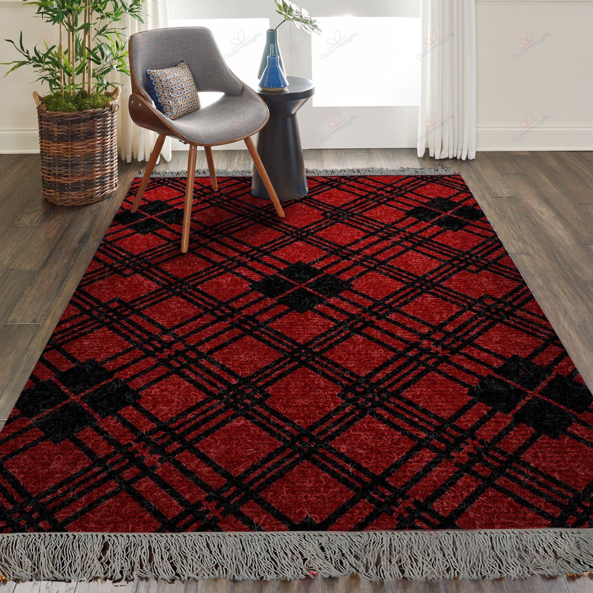 Black On Red Lodge Rug Sport Decor Gift Floor Decor Living Room Carpet Rug Area Rug - 5a9f08c2e9f0 Black On Red Lodge Rug Sport Decor Gift Floor Decor Living Room Carpet Rug Area Rug - 5a9f08c2e9f0