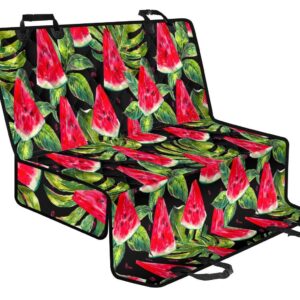 Black Palm Leaf Watermelon Pattern Print Pet Car Back Seat Cover - 36b15f97d3de