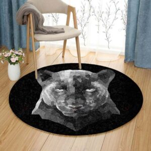 Black Panther Polygon Art Round Carpet Floor Rug Living Room Bedroom Decor Round Area Rug Carpet