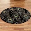 Black Peacock Round Carpet Floor Rug Living Room Bedroom Decor Round Area Rug Carpet