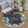 Black Pug Dog Round Carpet Floor Rug Living Room Bedroom Decor Round Area Rug Carpet