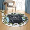 Black Pug Round Carpet Floor Rug Living Room Bedroom Decor Round Area Rug Carpet