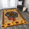 Black Queen And Sunflower Rug Sport Decor Gift Floor Decor Living Room Carpet Rug Area Rug - 558a77724976
