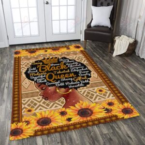 Black Queen And Sunflower Rug Sport Decor Gift Floor Decor Living Room Carpet Rug Area Rug - 558a77724976