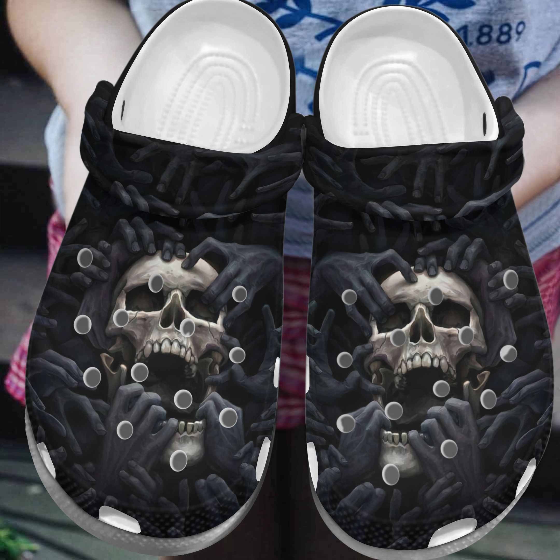Black Skull Crocs Clog Shoes Crocbland Clog Gifts For Men Son Black Skull Crocs Clog Shoes Crocbland Clog Gifts For Men Son