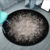 Black Snowflake Round Carpet Floor Rug Living Room Bedroom Decor Round Area Rug Carpet