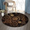 Black Steampunk Round Carpet Floor Rug Living Room Bedroom Decor Round Area Rug Carpet