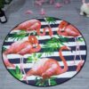 Black Stripe Round Flamingo Round Carpet Floor Rug Living Room Bedroom Decor Round Area Rug Carpet