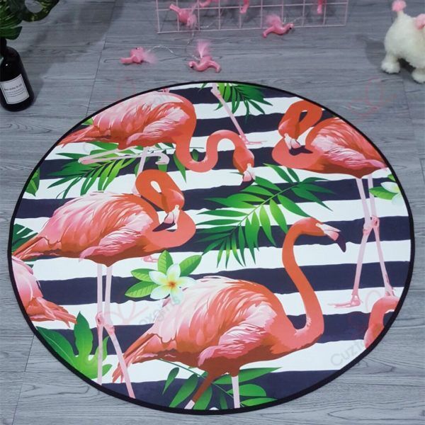 Black Stripe Round Flamingo Round Carpet Floor Rug Living Room Bedroom Decor Round Area Rug Carpet Black Stripe Round Flamingo Round Carpet Floor Rug Living Room Bedroom Decor Round Area Rug Carpet