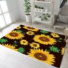 Black Sunflower Rug Sport Decor Gift Floor Decor Living Room Carpet Rug Area Rug - 70b472eaaf52
