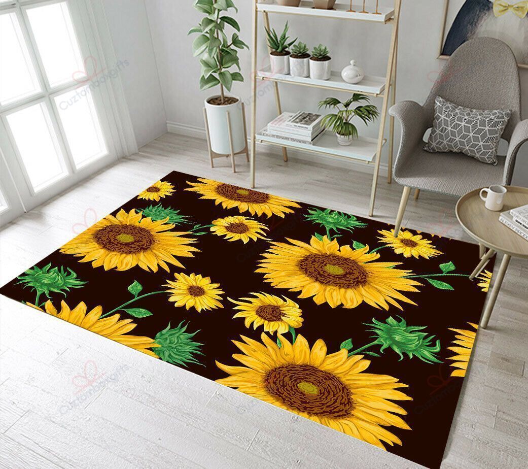 Black Sunflower Rug Sport Decor Gift Floor Decor Living Room Carpet Rug Area Rug - 70b472eaaf52 Black Sunflower Rug Sport Decor Gift Floor Decor Living Room Carpet Rug Area Rug - 70b472eaaf52