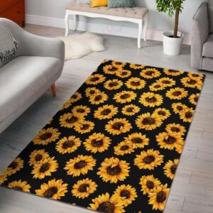 Black Sunflower Pattern Rug Sport Decor Gift Floor Decor Living Room Carpet Rug Area Rug - 63be42dbbc5e