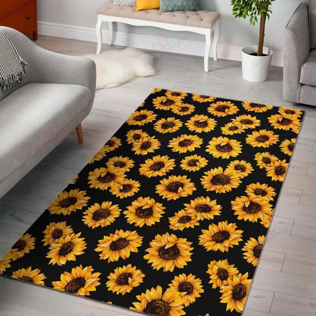 Black Sunflower Pattern Rug Sport Decor Gift Floor Decor Living Room Carpet Rug Area Rug - 63be42dbbc5e Black Sunflower Pattern Rug Sport Decor Gift Floor Decor Living Room Carpet Rug Area Rug - 63be42dbbc5e