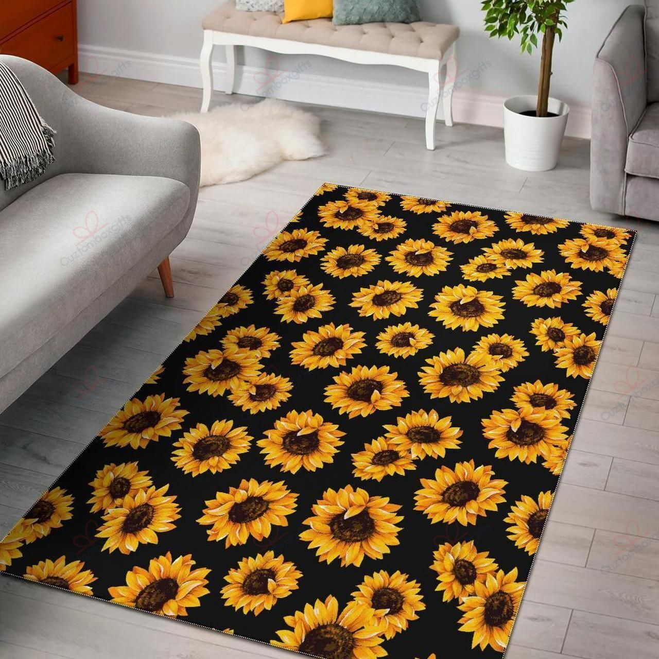 Black Sunflower Pattern Rug Sport Decor Gift Floor Decor Living Room Carpet Rug Area Rug - e96762ecdbbf Black Sunflower Pattern Rug Sport Decor Gift Floor Decor Living Room Carpet Rug Area Rug - e96762ecdbbf