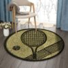 Black Tennis Round Carpet Floor Rug Living Room Bedroom Decor Round Area Rug Carpet