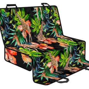 Black Tropical Giraffe Pattern Print Pet Car Back Seat Cover - e6d081582afc
