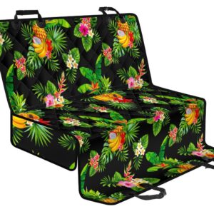 Black Tropical Hawaiian Pattern Print Pet Car Back Seat Cover - 590c97f1a0d2
