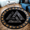 Black Viking Round Carpet Floor Rug Living Room Bedroom Decor Round Area Rug Carpet