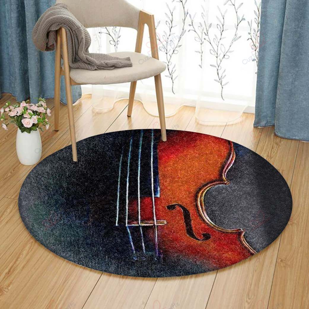 Black Violin Round Carpet Floor Rug Living Room Bedroom Decor Round Area Rug Carpet Black Violin Round Carpet Floor Rug Living Room Bedroom Decor Round Area Rug Carpet