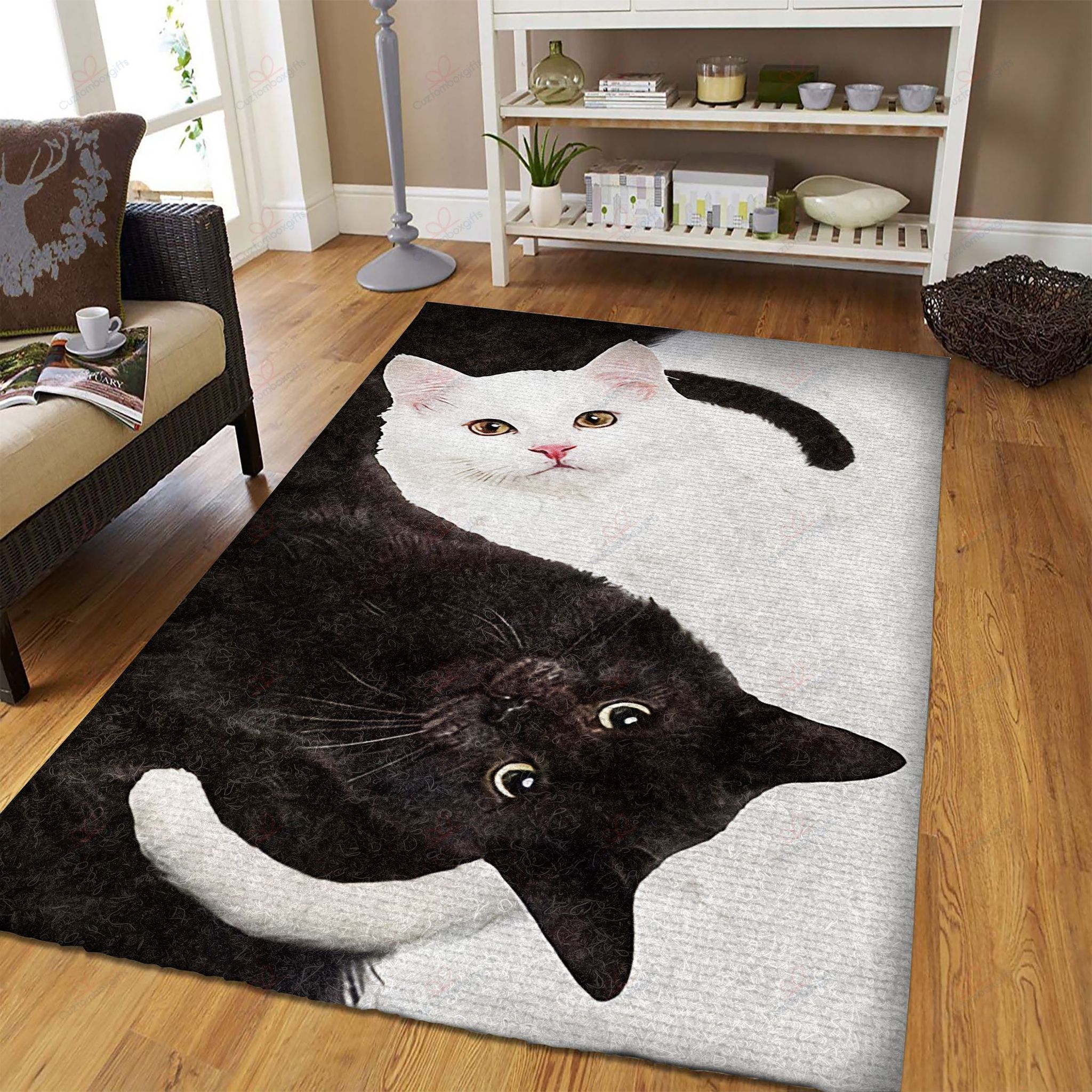 Black White Cat Rug Sport Decor Gift Floor Decor Living Room Carpet Rug Area Rug - f96c368913b2 Black White Cat Rug Sport Decor Gift Floor Decor Living Room Carpet Rug Area Rug - f96c368913b2