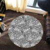 Black White Leaf Round Carpet Floor Rug Living Room Bedroom Decor Round Area Rug Carpet