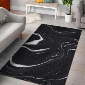 Black White Liquid Marble Rug Sport Decor Gift Floor Decor Living Room Carpet Rug Area Rug - e1c4e820b12c