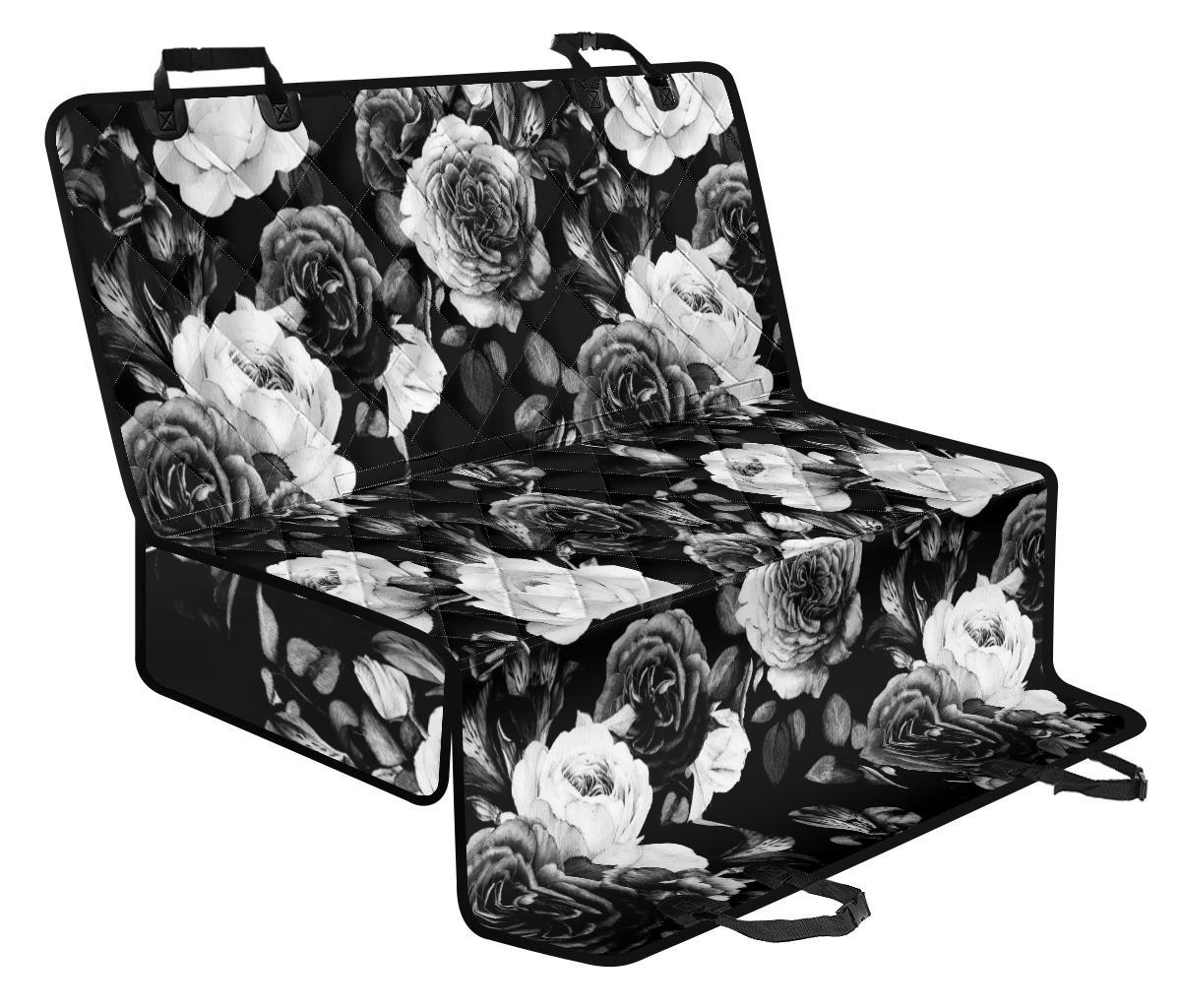 Black White Rose Floral Pattern Print Pet Car Back Seat Cover - 8a4cc938d79c Black White Rose Floral Pattern Print Pet Car Back Seat Cover - 8a4cc938d79c