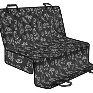 Black White Surfing Pattern Print Pet Car Back Seat Cover - b6aaf88f88e1