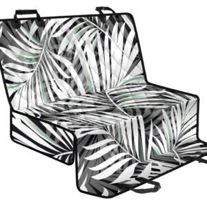 Black White Tropical Leaf Pattern Print Pet Car Back Seat Cover - 67ea99c063ec