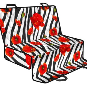 Black White Zebra Flower Pattern Print Pet Car Back Seat Cover - db2c40115832