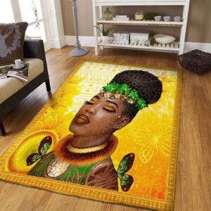 Black Woman And Sunflower Rug Sport Decor Gift Floor Decor Living Room Carpet Rug Area Rug - 293fe07958e0
