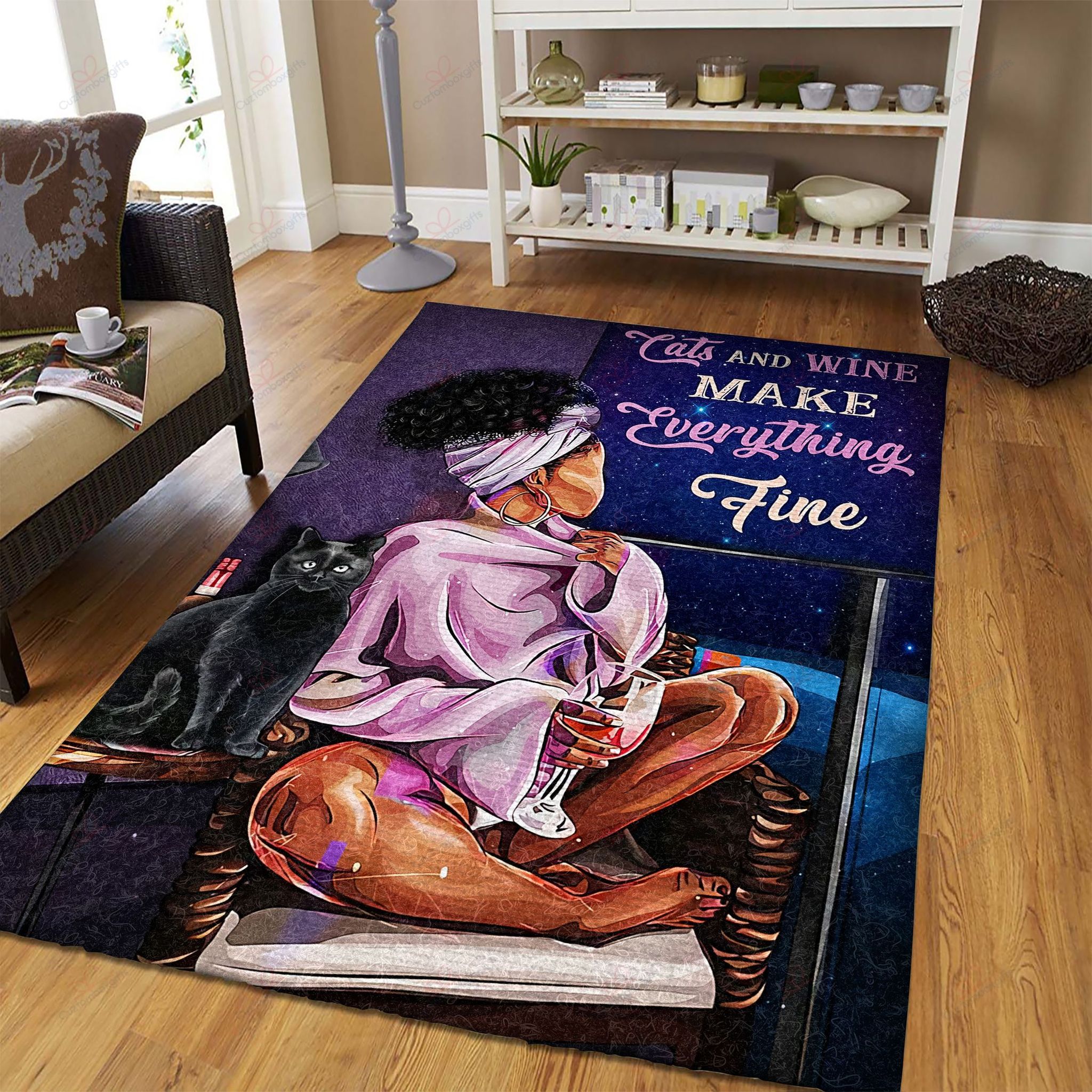Black Woman Cat And Wine Rug Sport Decor Gift Floor Decor Living Room Carpet Rug Area Rug - 335f0f4d89b5 Black Woman Cat And Wine Rug Sport Decor Gift Floor Decor Living Room Carpet Rug Area Rug - 335f0f4d89b5