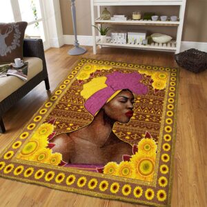 Black Woman Pattern Sunflower Rug Sport Decor Gift Floor Decor Living Room Carpet Rug Area Rug - 4f649d792368