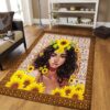 Black Woman Sunflower Rug Sport Decor Gift Floor Decor Living Room Carpet Rug Area Rug - 9044dfe4a9d9