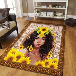 Black Woman Sunflower Rug Sport Decor Gift Floor Decor Living Room Carpet Rug Area Rug - 9044dfe4a9d9