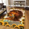 Black Woman Sunflower Rug Sport Decor Gift Floor Decor Living Room Carpet Rug Area Rug - 1e15db76053c