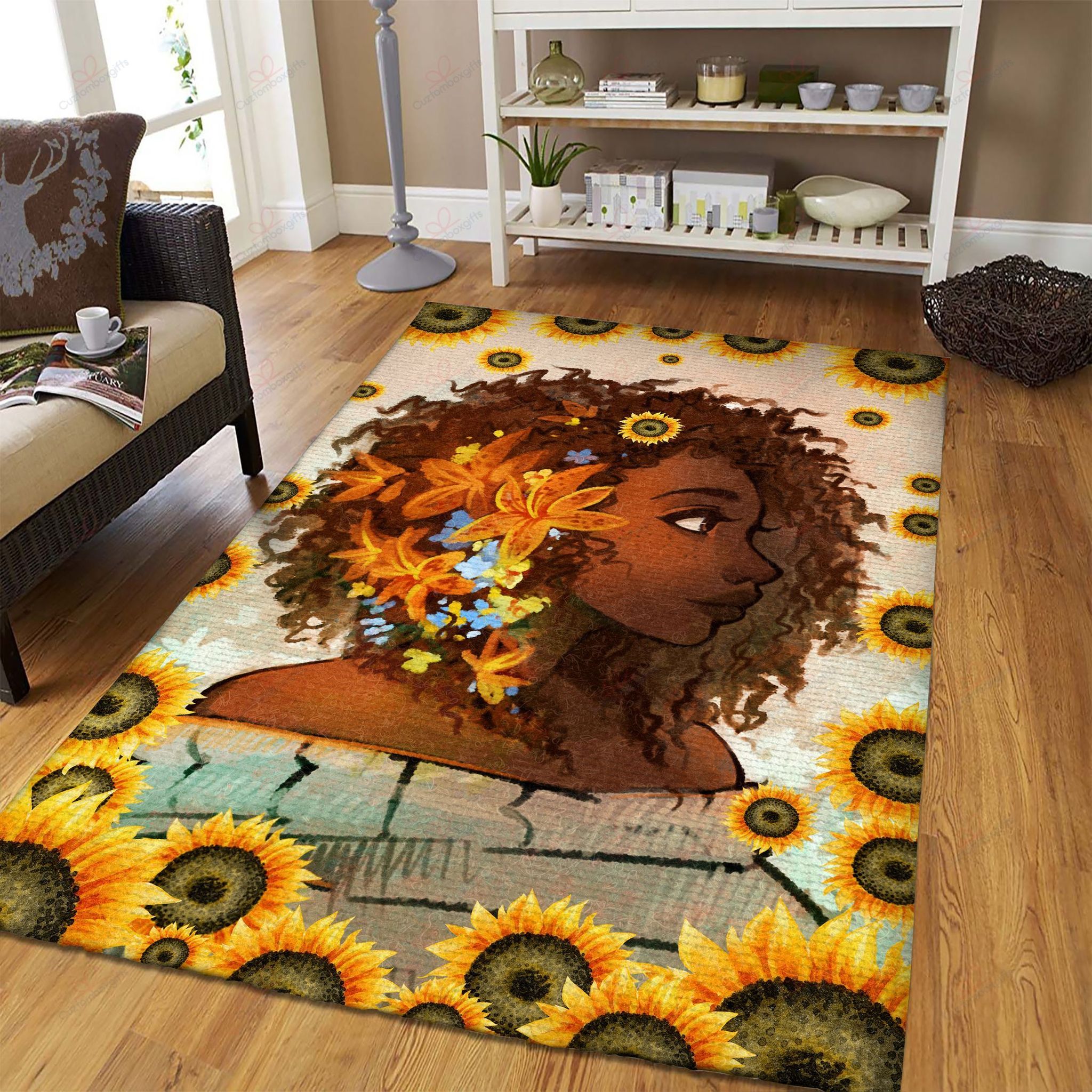 Black Woman Sunflower Rug Sport Decor Gift Floor Decor Living Room Carpet Rug Area Rug - 1e15db76053c Black Woman Sunflower Rug Sport Decor Gift Floor Decor Living Room Carpet Rug Area Rug - 1e15db76053c