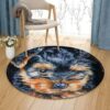 Black Yorkie Dog Round Carpet Floor Rug Living Room Bedroom Decor Round Area Rug Carpet