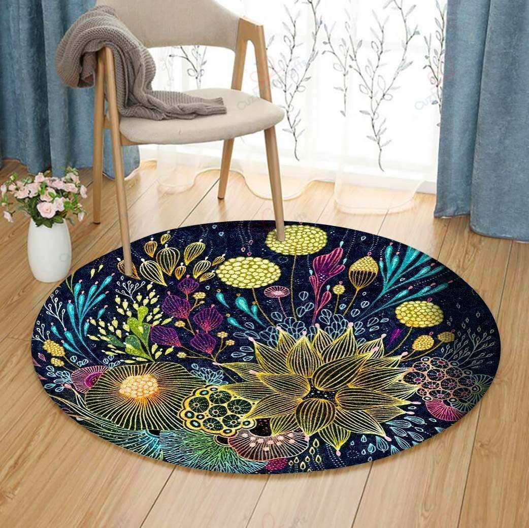 Blooming Flower Round Carpet Floor Rug Living Room Bedroom Decor Round Area Rug Carpet Blooming Flower Round Carpet Floor Rug Living Room Bedroom Decor Round Area Rug Carpet