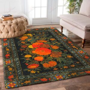 Blooming Flower Orange Rug Sport Decor Gift Floor Decor Living Room Carpet Rug Area Rug - 16747c191160