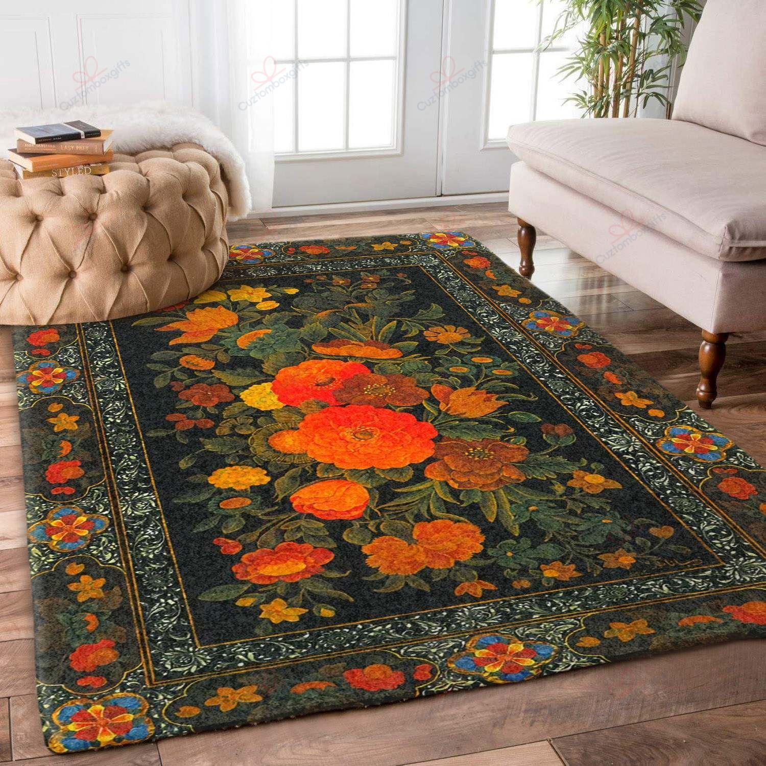 Blooming Flower Orange Rug Sport Decor Gift Floor Decor Living Room Carpet Rug Area Rug - 16747c191160 Blooming Flower Orange Rug Sport Decor Gift Floor Decor Living Room Carpet Rug Area Rug - 16747c191160