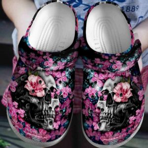 Blooming Skull Crocs Clog Shoes Crocbland Clog Gifts For Women Daughter Niece Friends