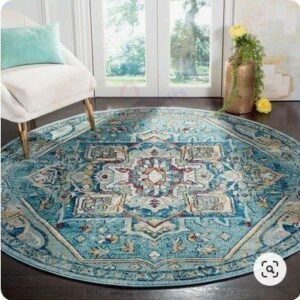 Bloomsbury Market Mcintosh Blue Round Carpet Floor Rug Living Room Bedroom Decor Round Area Rug Carpet