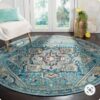 Bloomsbury Market Mcintosh Blue Round Carpet Floor Rug Living Room Bedroom Decor Round Area Rug Carpet