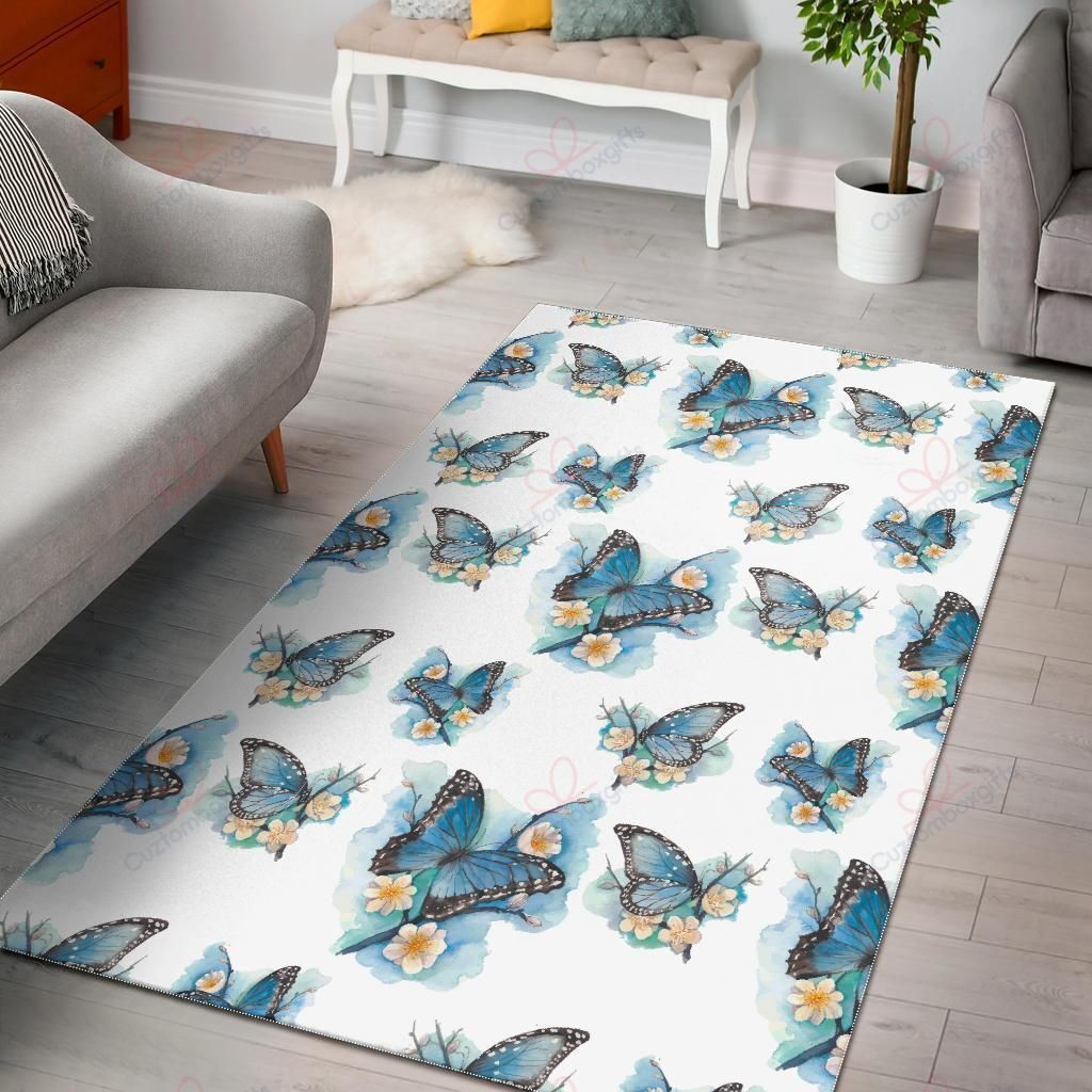 Blossom Blue Butterfly Pattern Rug Sport Decor Gift Floor Decor Living Room Carpet Rug Area Rug - f61eed5d7618 Blossom Blue Butterfly Pattern Rug Sport Decor Gift Floor Decor Living Room Carpet Rug Area Rug - f61eed5d7618