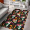 Blossom Flowers Skull Pattern Rug Sport Decor Gift Floor Decor Living Room Carpet Rug Area Rug - b15df0ff6942