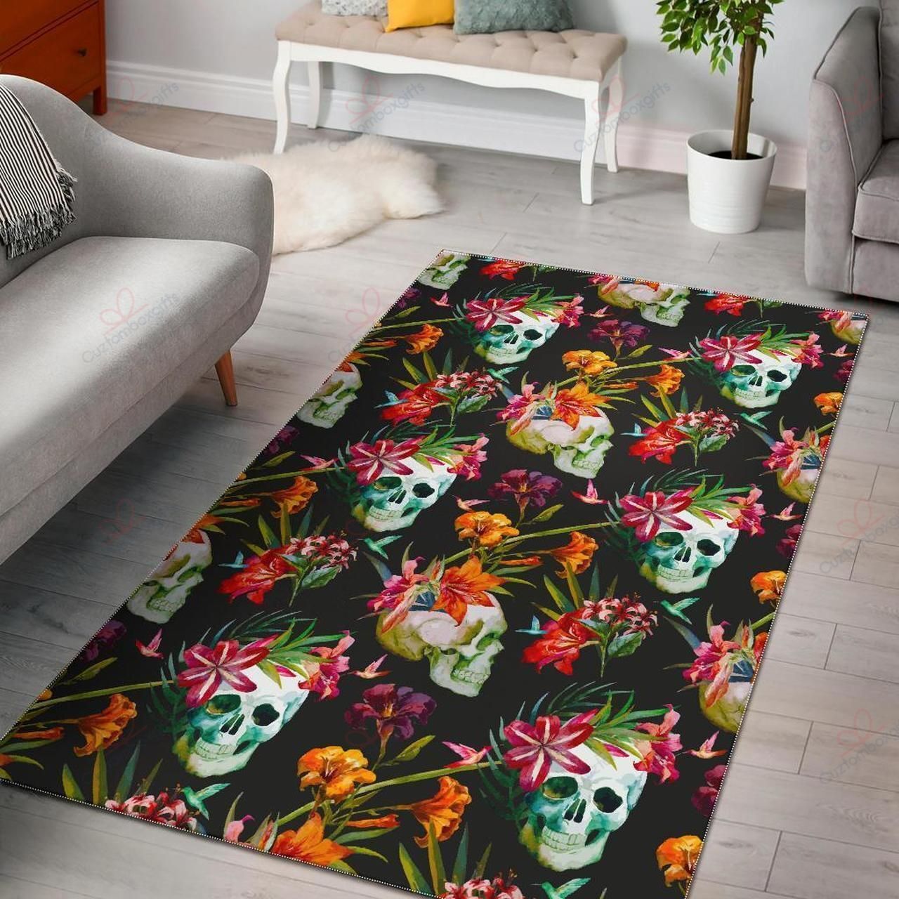 Blossom Flowers Skull Pattern Rug Sport Decor Gift Floor Decor Living Room Carpet Rug Area Rug - b15df0ff6942 Blossom Flowers Skull Pattern Rug Sport Decor Gift Floor Decor Living Room Carpet Rug Area Rug - b15df0ff6942