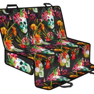Blossom Flowers Skull Pattern Print Pet Car Back Seat Cover - 54595241886e